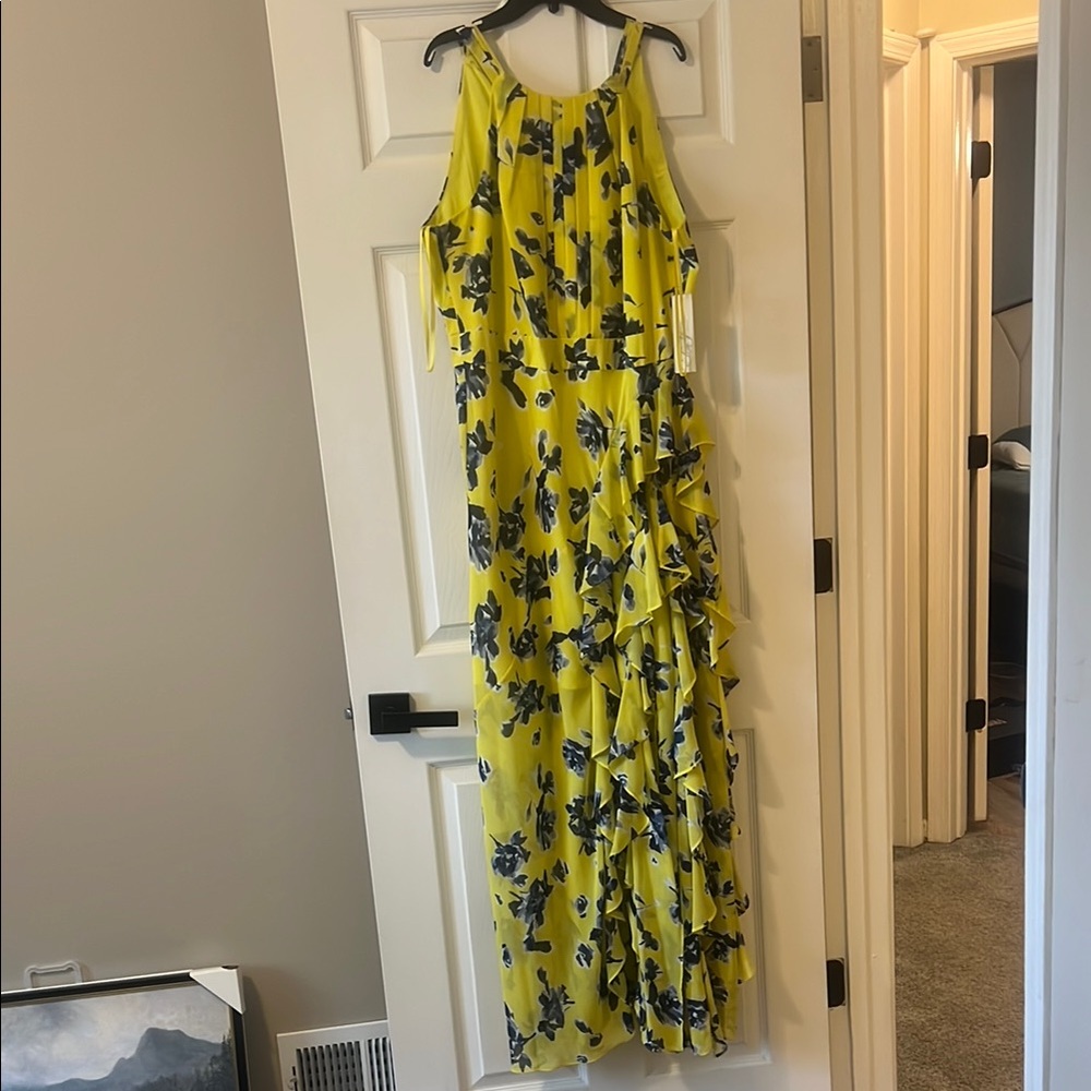 Eliza J Yellow and Blue Floral Maxi Dress